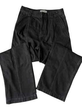 Madewell Black Denim Wide Leg Trouser Jeans Size 27